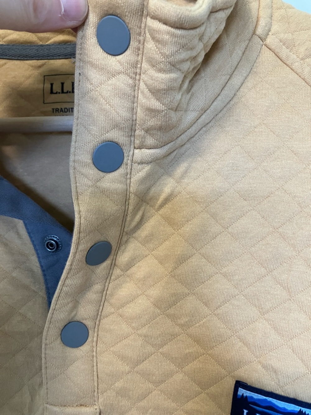 L.L. Bean Quilted Snap-Placket Pullover in Golden Tan - Picture 4 of 9
